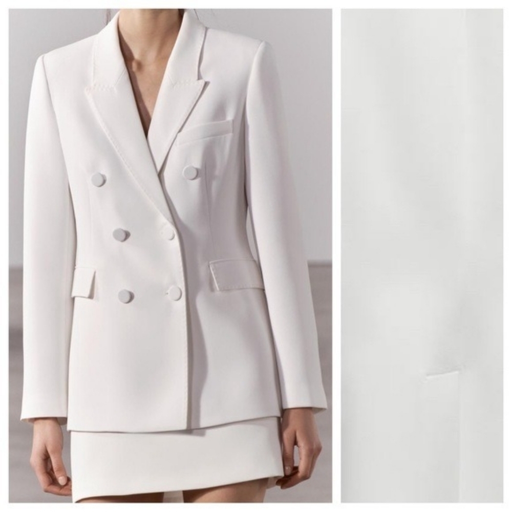 Zara TAILORED double-breasted blazer ecru ZW Collection Sz XL BNWT BLAZER ONLY!